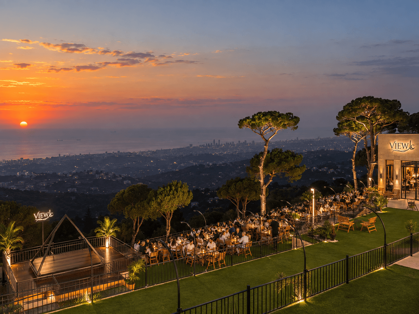 Aal View terrace overlooking Beirut at sunset
