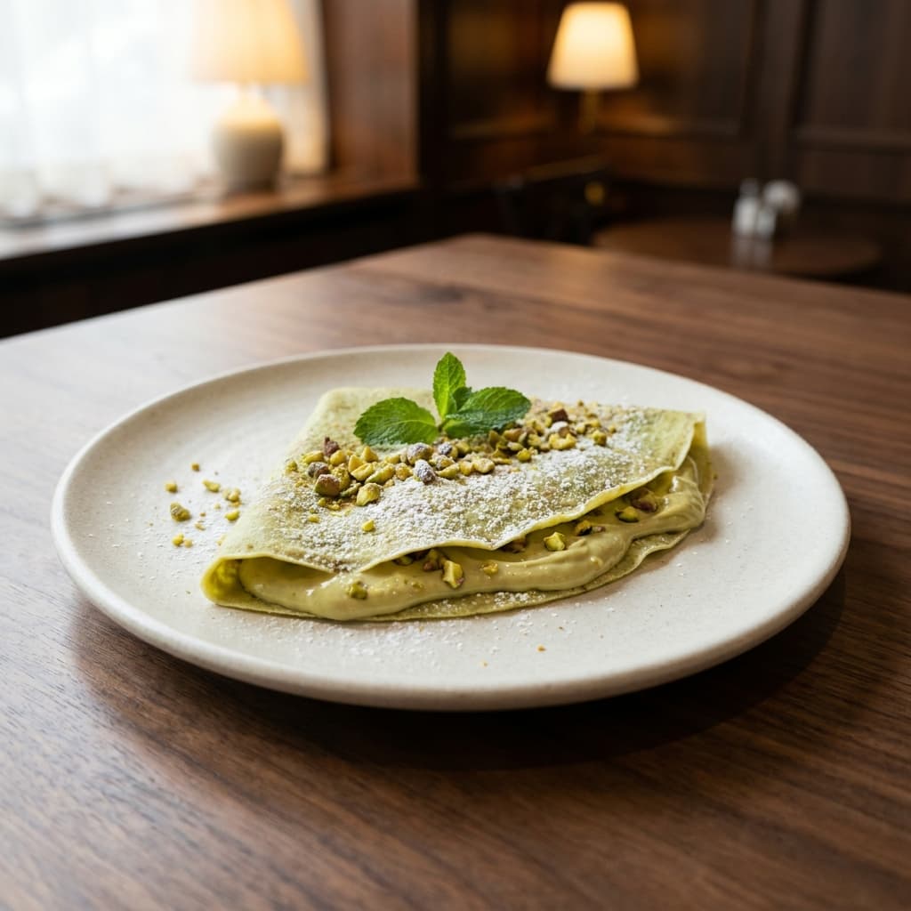 Pistachio crepe