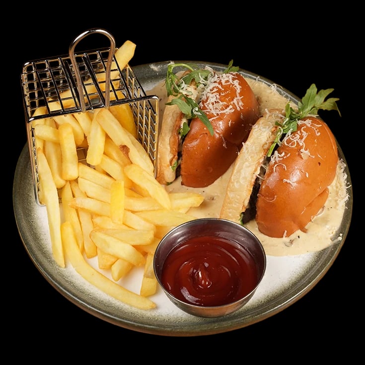 Swiss Mushroom Burger Meal